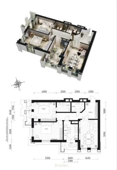 Квартира-коробка под ремонт, 86,7 м², ЖК WISTON `