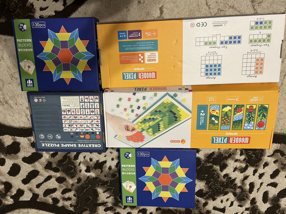 Puzzle de lemn Tangram si Pixel