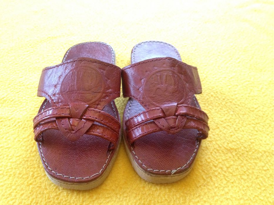 Нови летни сандали чехли 23 номер естествена кожа ръчна изработка