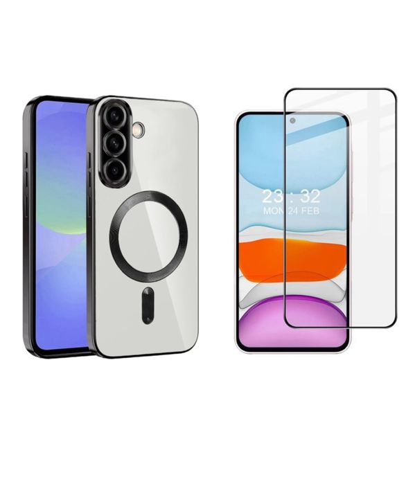 Samsung A56/A36/A16/A35/A55 Husa Mag Ring Clear si Folie Sticla AntiSt