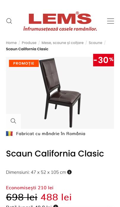 Masa cu 4 scaune mobila LEMS