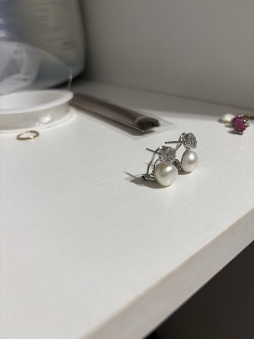 Серьги серебряные с жемчугом