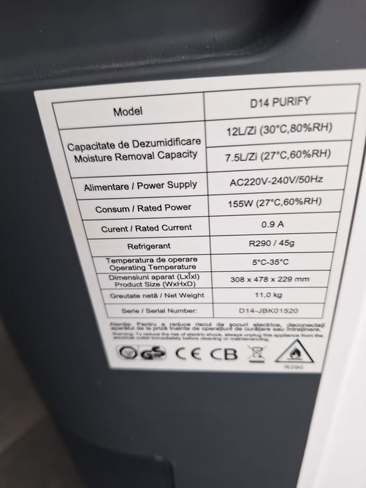 Dezumidificator Aleco D14