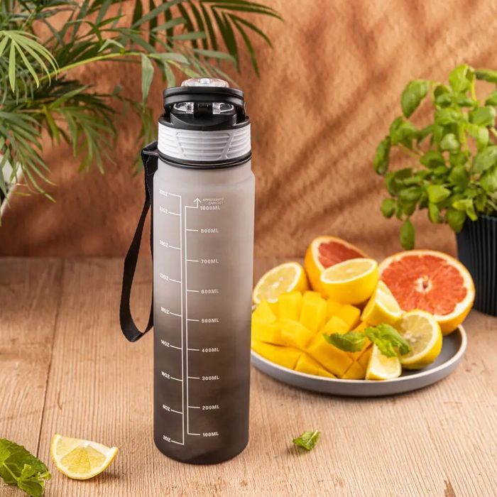 Sticla pentru apa din plastic, 1 litru, neagra, Kinghoff