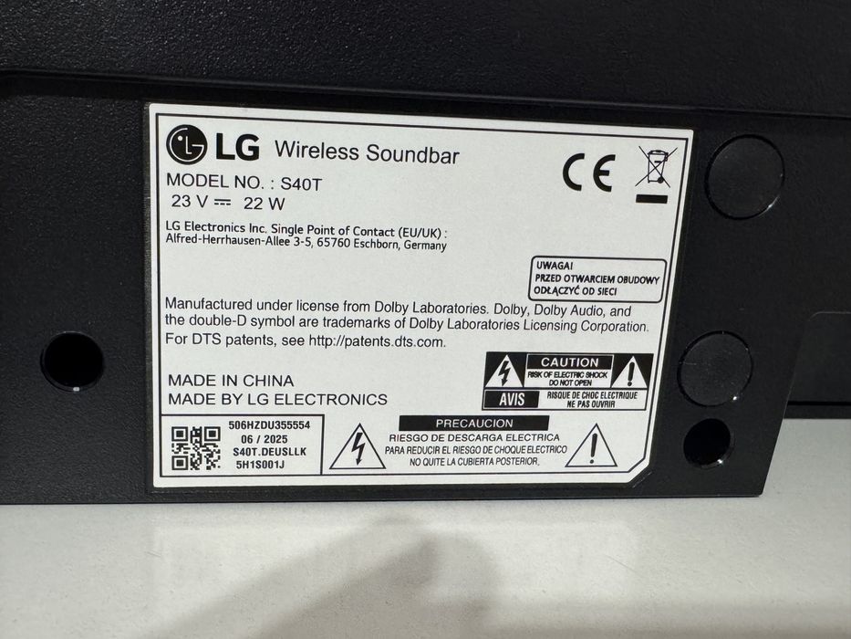Wireless Soundbar LG -S40T  cu Wireless Subwoofer si Telecomanda