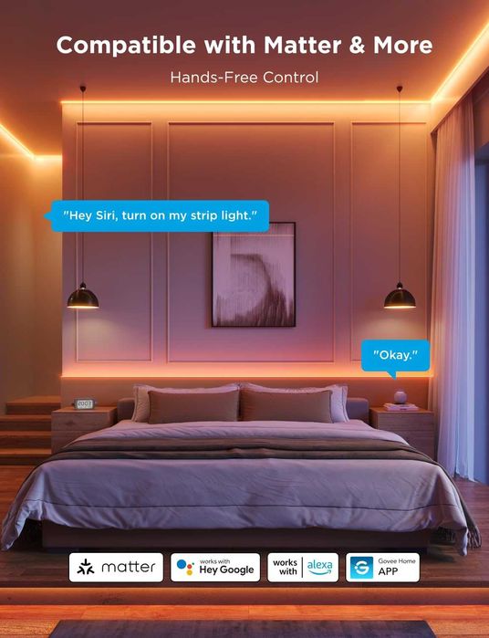 ЧИСТО НОВО Govee COB LED лента Pro, 3 метра LED светлини съвместими...