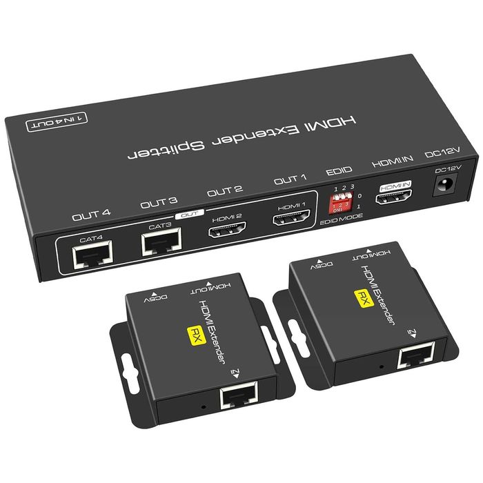 Extender HDMI Splitter 1în2ieșire(50 m),Cat5e/6/7,EDID 1080P-60HZ POC