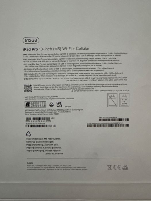 ipad Pro 13” cu M5 512gb wifi+celullar, space black, garantie 1 an