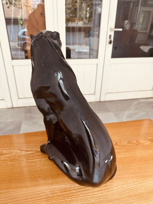 Елегантна керамична скулптура на черна пантера – 50 см