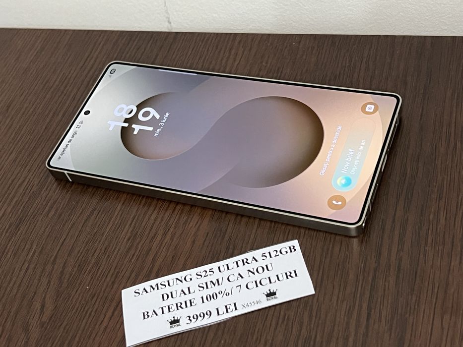Amanet Royal CB: Samsung S25 Ultra 512gb ca nou baterie 100 7 cicluri incarcare