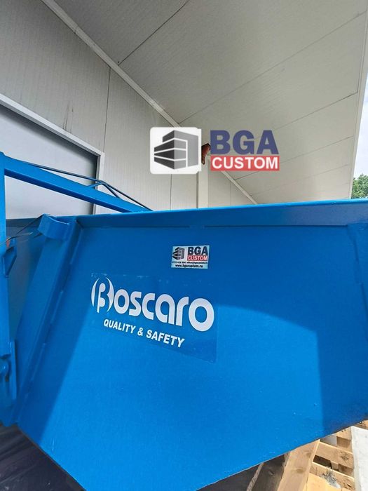 Bena - haba cu autodescarcare de 800 l Boscaro (Italia) 4069 lei +tva, autobasculare pentru moloz , deseuri pt macara, furca macara pt paleti Boscaro,