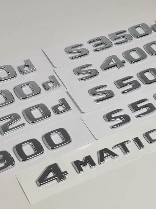 Pachet-Set-Motorizare-Scris-Spate-Haion-Mercedes+Emblema-4Matic-Crom-Negru-C220d-E200d-E220d-GLC220d-CLS350d-CLS400d-E300d-GLE350d-GLE400d-S500-S580e