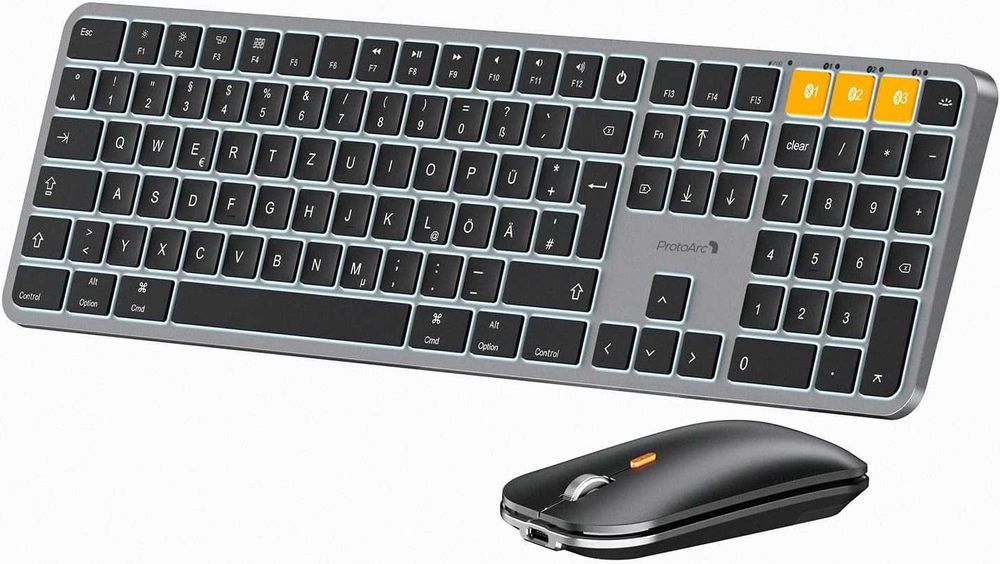 Set Tastatură și Mouse Bluetooth ProtoArc KM100-A pentru Mac și iOS