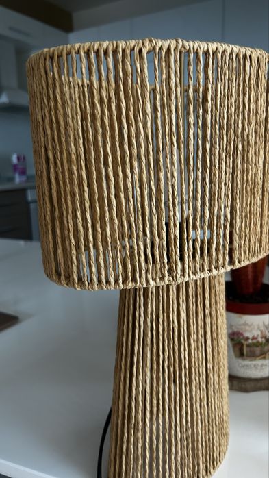 Настолна лампа,плетено въже, натурална