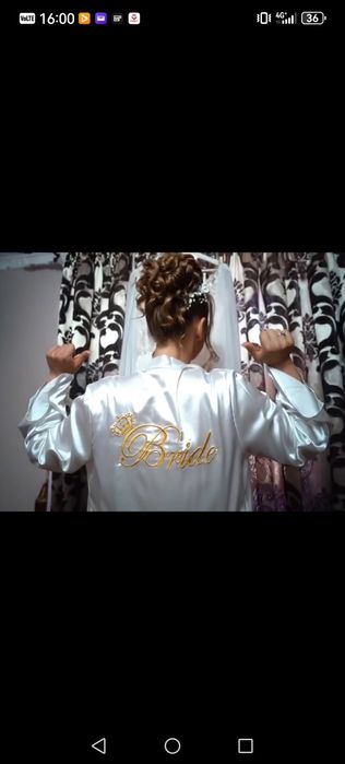 Set halat+pijama și papuci mireasa