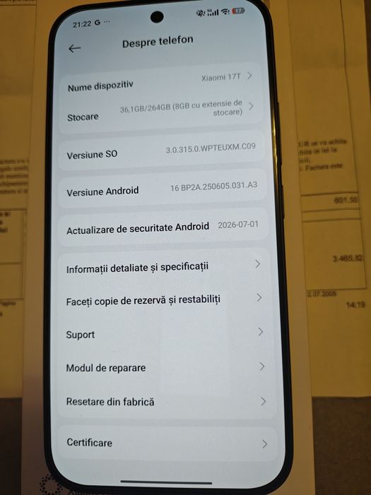 Xiaomi 17T 5G Nou 12GB Ram 256GB garantie 2 ani