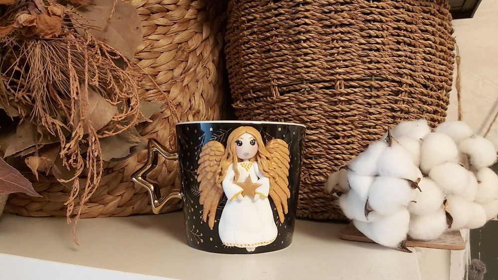 Cadou deosebit cana inger din fimo handmade