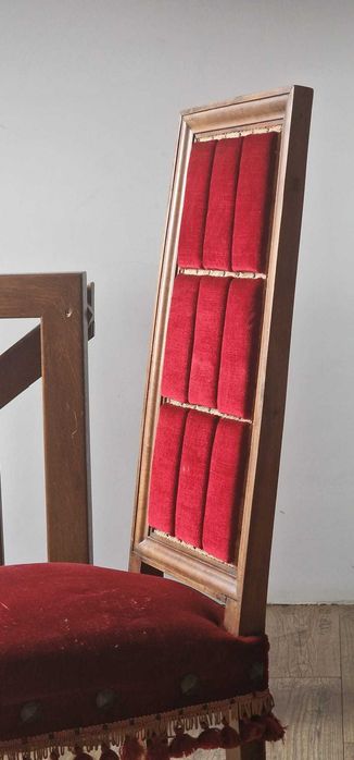 Set de 6 scaune vintage cu tapițerie burgundy