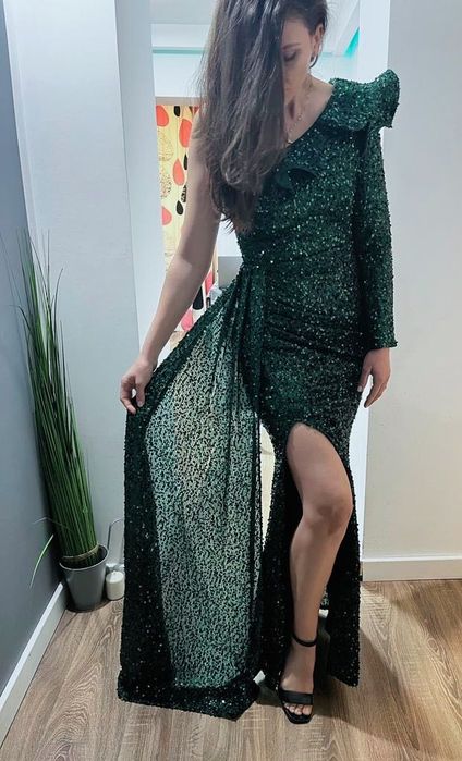 Rochie paiete verde smarald