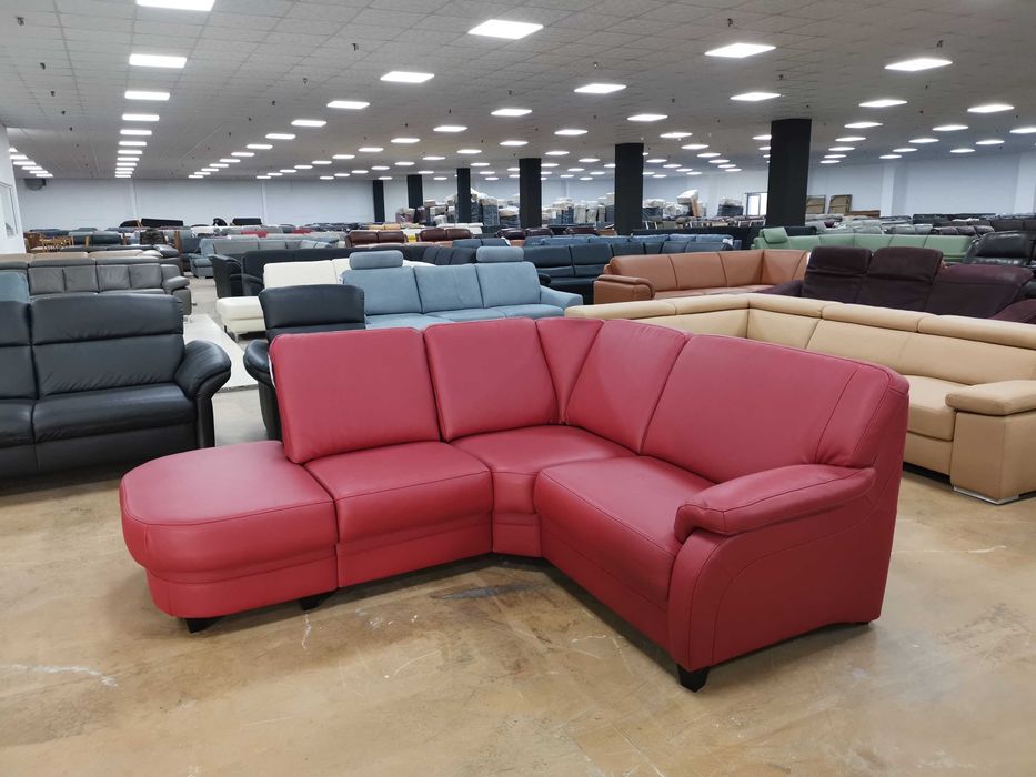 ПРОМОЦИЯ!!! Червен кожен ъглов диван "KS6072" - естествена кожа