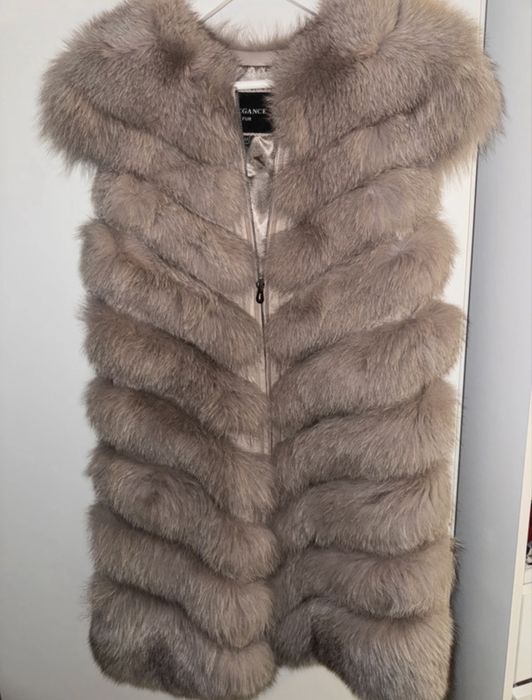 Vesta blana naturala vulpe nude, marime M(se potriv la S)