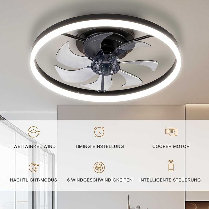 LES FLEURS таванен вентилатор с осветление и дистанционно 50 см