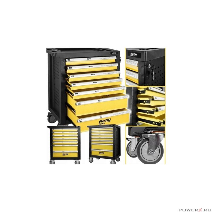 Dulap de scule gol, 7 sertare, mobil cu roti, pentru atelier,