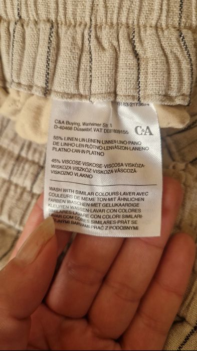 Pantaloni lejeri Wide Leg din 55% in,  bej (nisip),