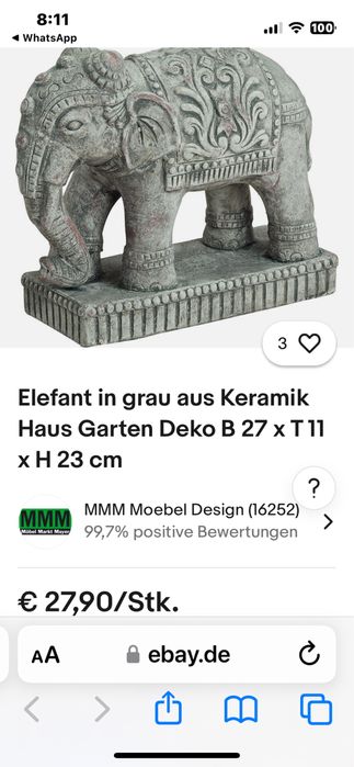 Слон фигура от керамика , декорация за къща градина офис !