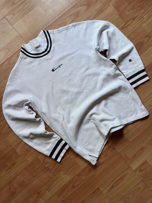 Pullover crewneck jumper sweater bluza Champion white cotton