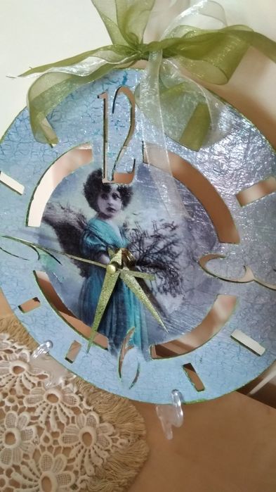 Стенен винтидж  часовник- ръчно изработен