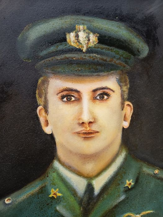 Tablou Vechi Portret De Militar Pictat Și Semnat