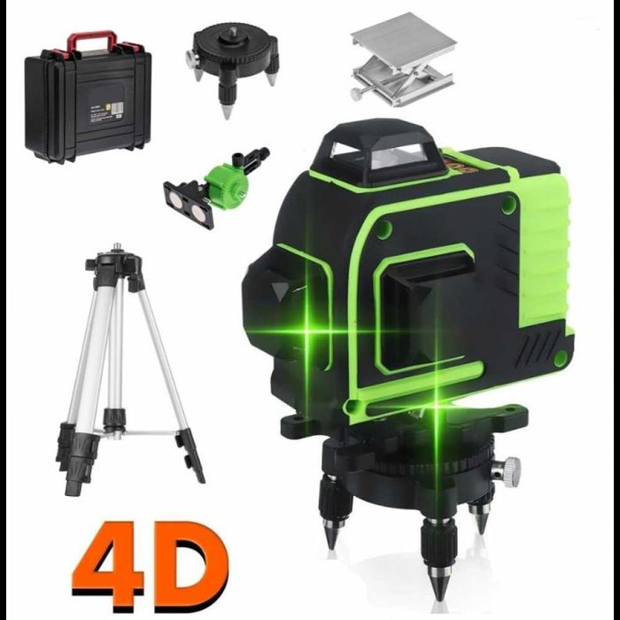 4D лазерен нивелир с 16 линии (четири точков) самонивелиращ се, зелен