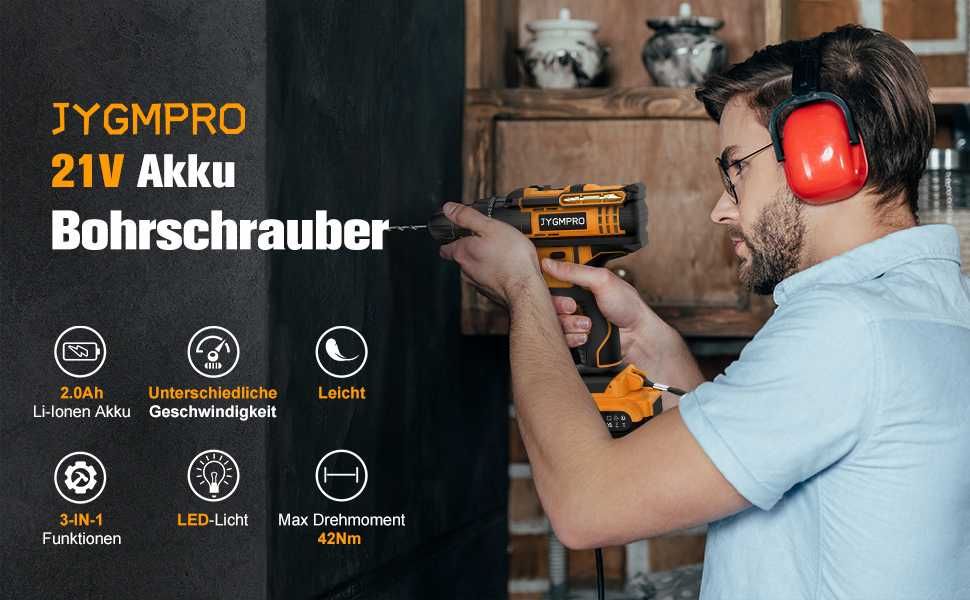 Мощен акумулаторен винтоверт JYGMPRO 21 V