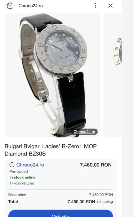 Ceas damă Bulgari B.Zero1 original cu diamante