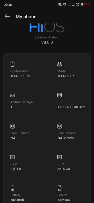 Tecno pop 6 300 ming