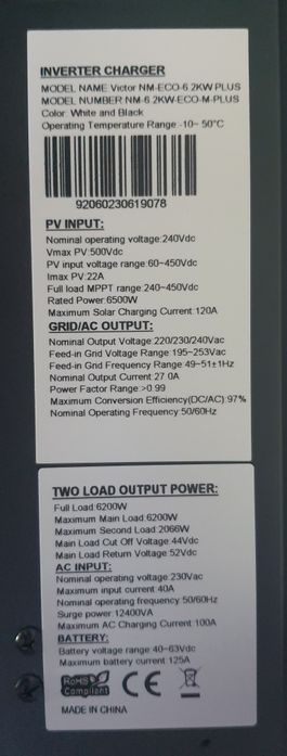 Invertor offgrid HIBRID Seasolar MPS 6.2kw,panouri solare fotovoltaic