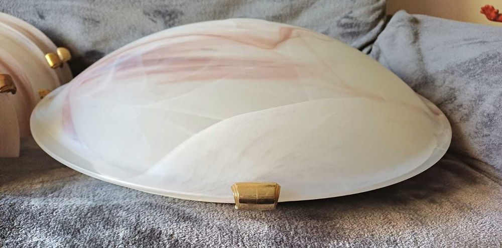 Set: plafoniera tavan+5 aplice perete+becuri, abajururi din sticla