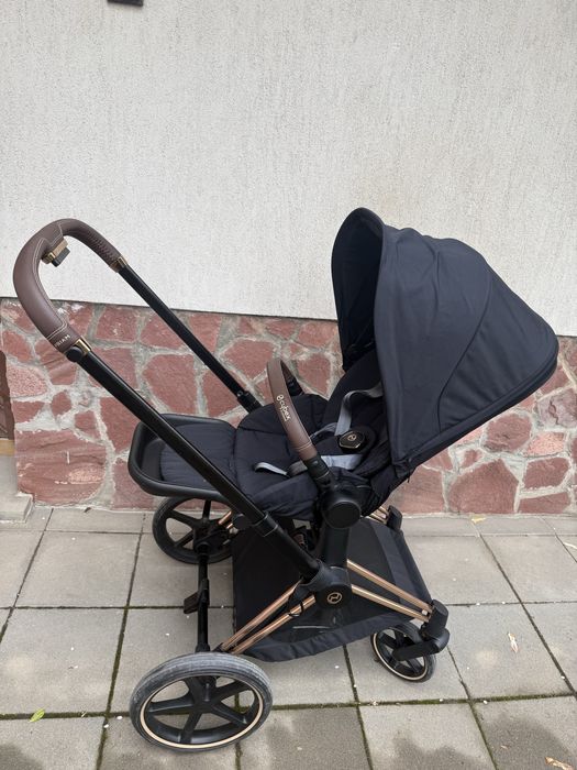 Бебешка количка Cybex Priam 4 Rose Gold в черно (кош за новородено и тапицерия 6м+)