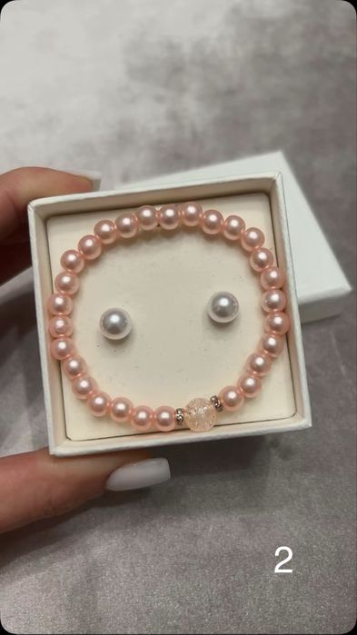 Set brățară perle cu cercei