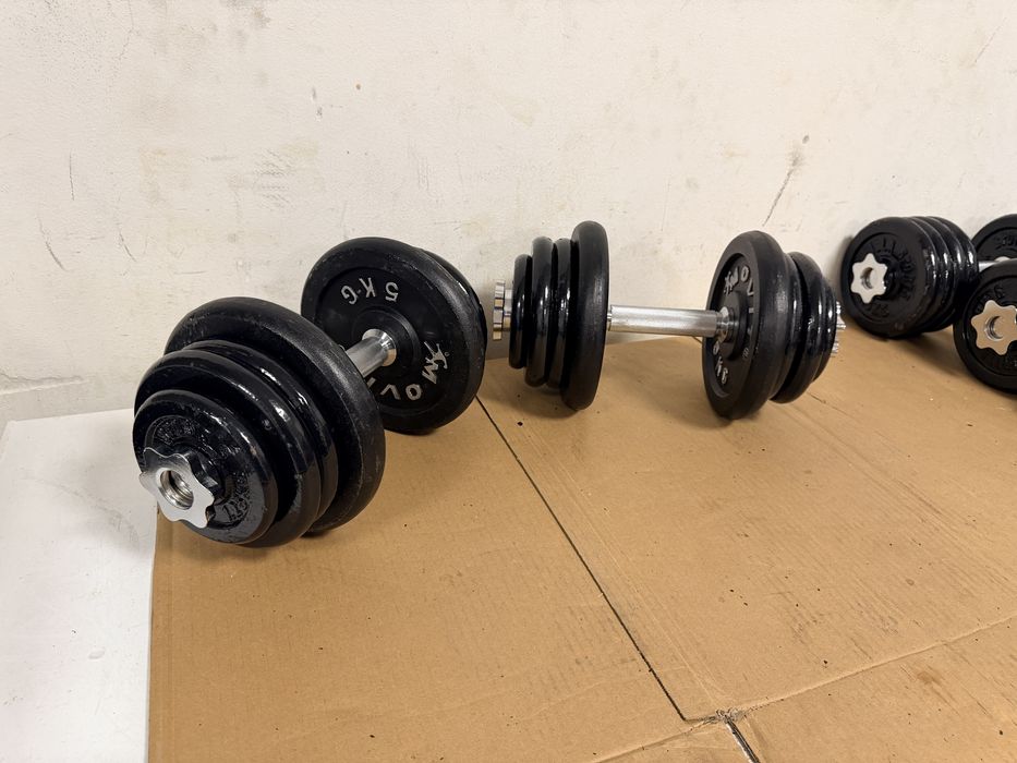 Set gantere otel fier noi set 50 kg, 25 kg+25 kg=50 kg pret promo 500 lei