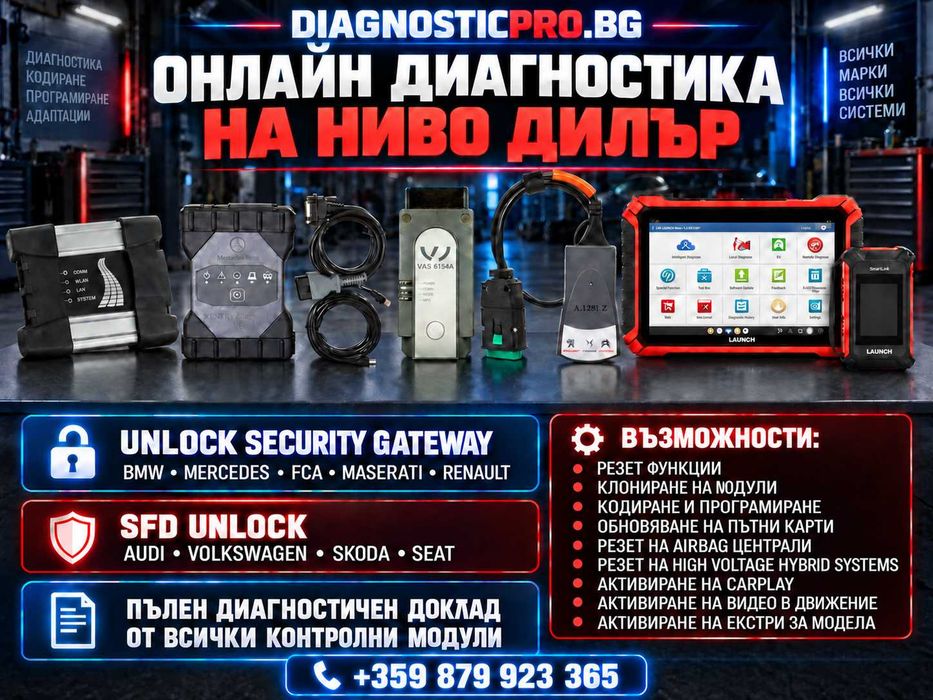 Онлайн автодиагностика BMW Mercedes Audi Volkswagen Seat Skoda – кодиране и програмиране SGW SFD Unlock
