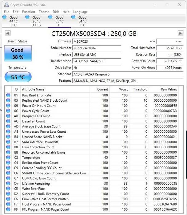 Продам SSD Диск Crucial MX500 М.2 SATA 3 2280