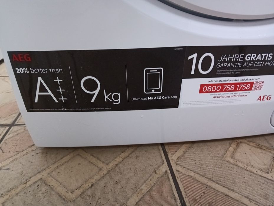 Като нова пералня Аег Aeg Series 6000  A+++ 9кг  24 месеца гаранция!