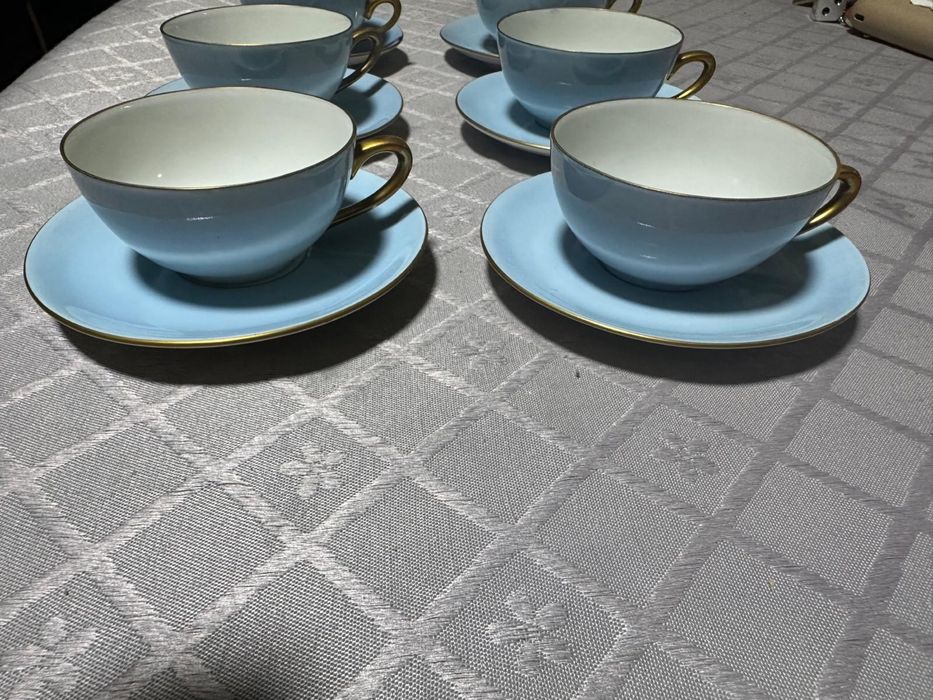 Set 6 cesti din portelan bavarez emailat si aurit.