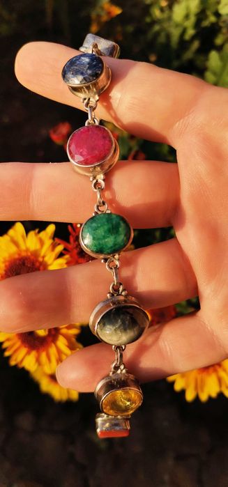 Brățară și pandant, argint 925,cu pietre semiprețioase!