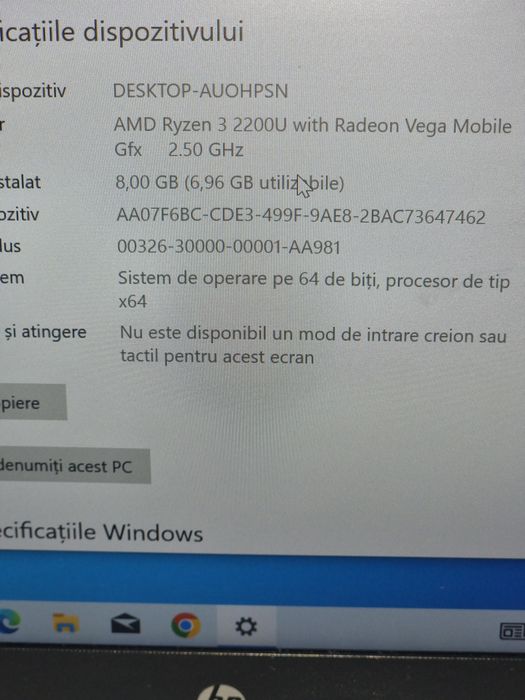 Laptop HP Rayzen 3 8g ddr4 ssd 256 gb