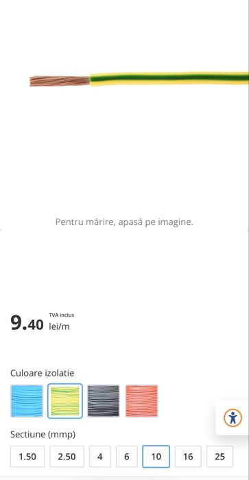 Cablu impamantare 10mm H07V-K