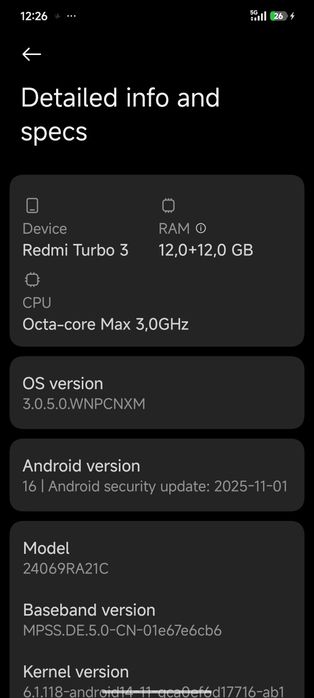 Redmi turbo 3 12/256