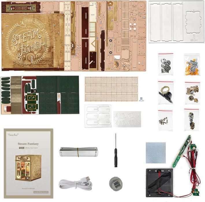 Комплект кътче за книги Tonecheer: 3D пъзел - кабина на влак